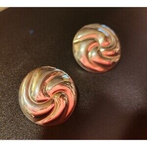 Silver Swirl Circle Post Earrings Mexico 925 TC16, Sterling Silver